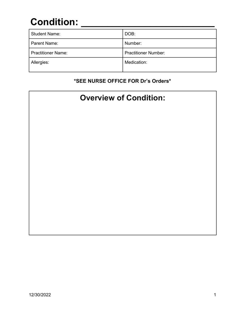 Individualized Health Plan Blank Template - Oklahoma, Page 1