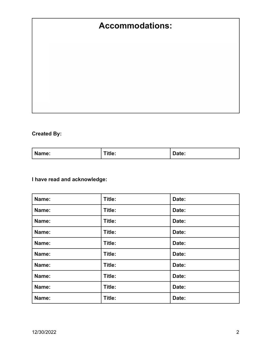 Individualized Health Plan Template - Tube Feedings - Oklahoma, Page 2