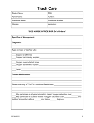 Document preview: Individualized Health Plan Template - Trach Care - Oklahoma
