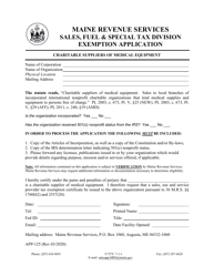 Document preview: Form APP-125 Charitable Suppliers of Medical Equipment Exemption Application - Maine