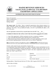 Document preview: Form APP-145 Nonprofit Organization for Eye Banks Exemption Application - Maine