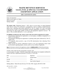 Document preview: Form APP-166 Area Agencies on Aging Exemption Application - Maine