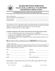Form APP-161 A Nonprofit Heating Assistance Organization Exemption Application - Maine