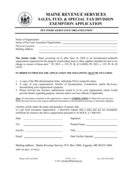 Document preview: Form APP-164 Pet Food Assistance Organization Exemption Application - Maine