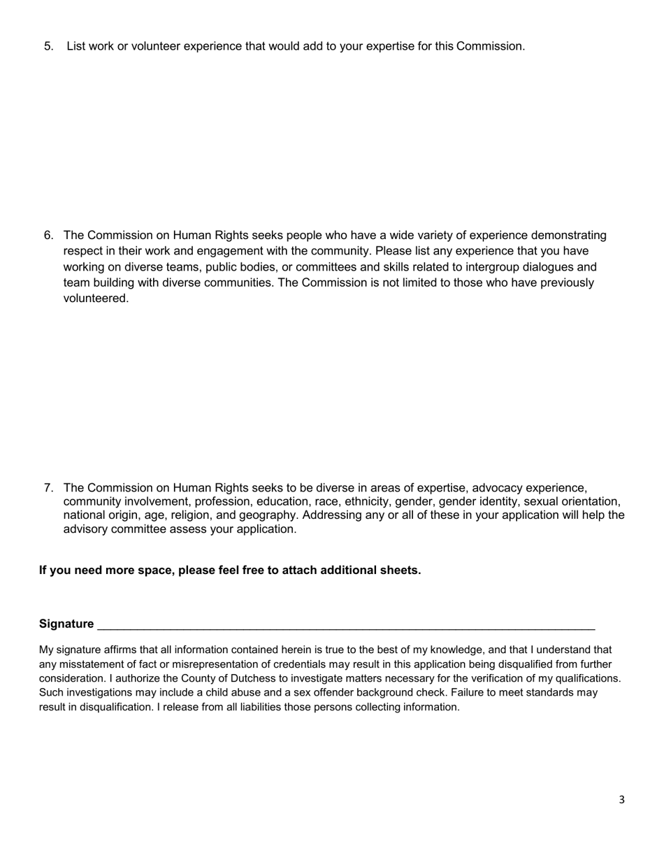 Commission Member Application - Dutchess County, New York, Page 4