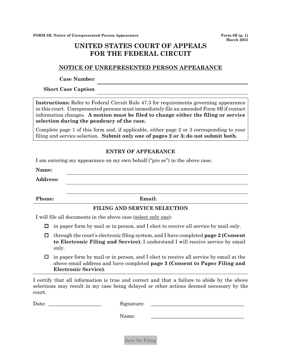 Form 8B Download Fillable PDF or Fill Online Notice of Unrepresented
