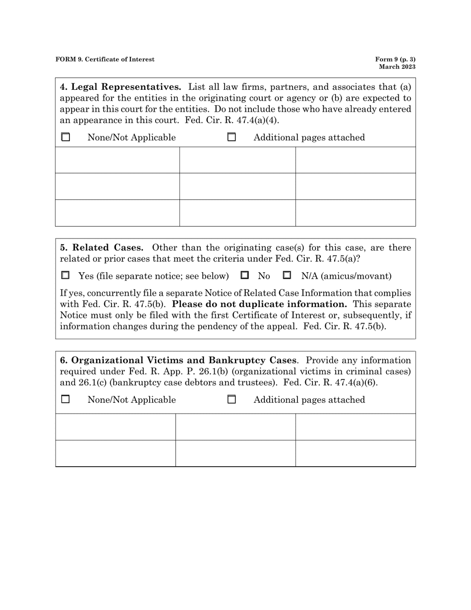 Form 9 Certificate of Interest, Page 3