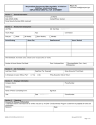 Document preview: Form DOC.221.23 Employment Verification Statement - Child Care Scholarship Program - Maryland
