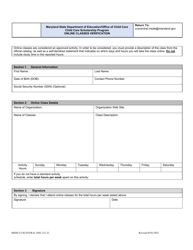 Document preview: Form DOC.221.22 Online Classes Verification - Child Care Scholarship Program - Maryland