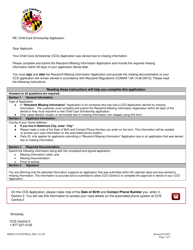 Form DOC.221.60 Resubmit Missing Information Application - Child Care Scholarship Program - Maryland