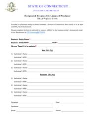 Document preview: Designated Responsible Licensed Producer (Drlp) Update Form - Connecticut