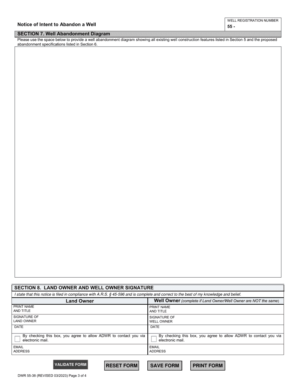 Form DWR55-38 Notice of Intent to Abandon a Well - Arizona, Page 3