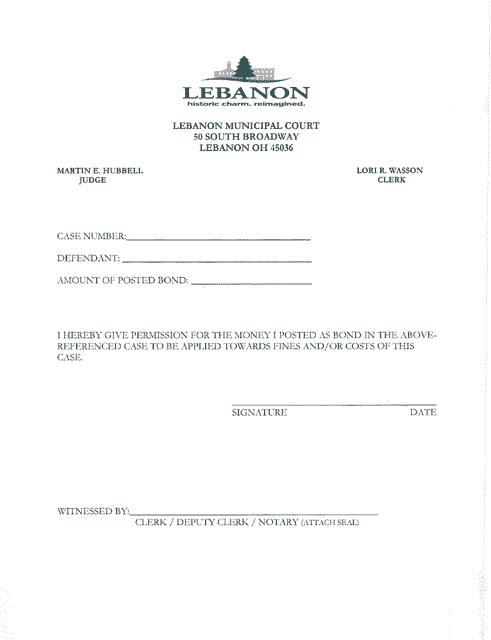 Bond Permission - City of Lebanon, Ohio