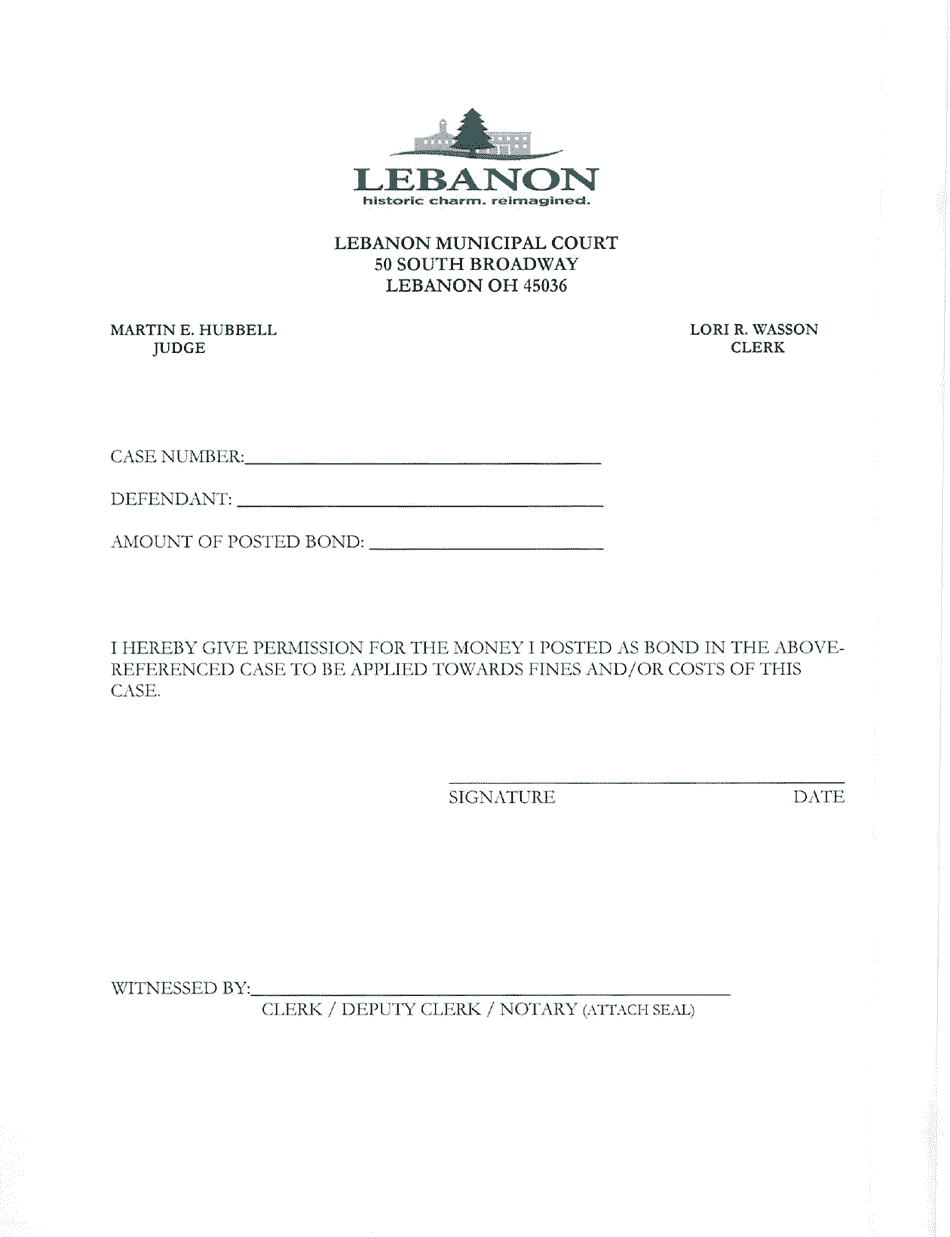 Bond Permission - City of Lebanon, Ohio, Page 1