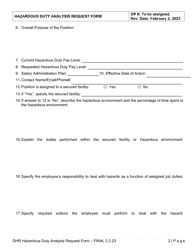 Hazardous Duty Pay Analysis Request Form - Delaware, Page 2
