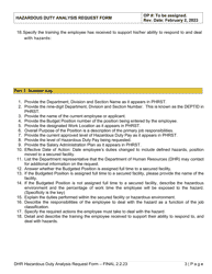 Hazardous Duty Pay Analysis Request Form - Delaware, Page 3