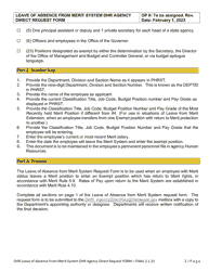 Leave of Absence From Merit System Dhr Agency Direct Request Form - Delaware, Page 2