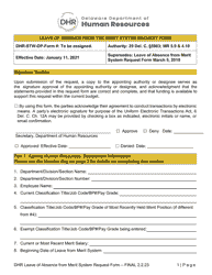 Leave of Absence From the Merit System Request Form - Delaware