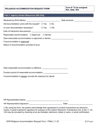 Religious Accommodation Request Form - Delaware, Page 3