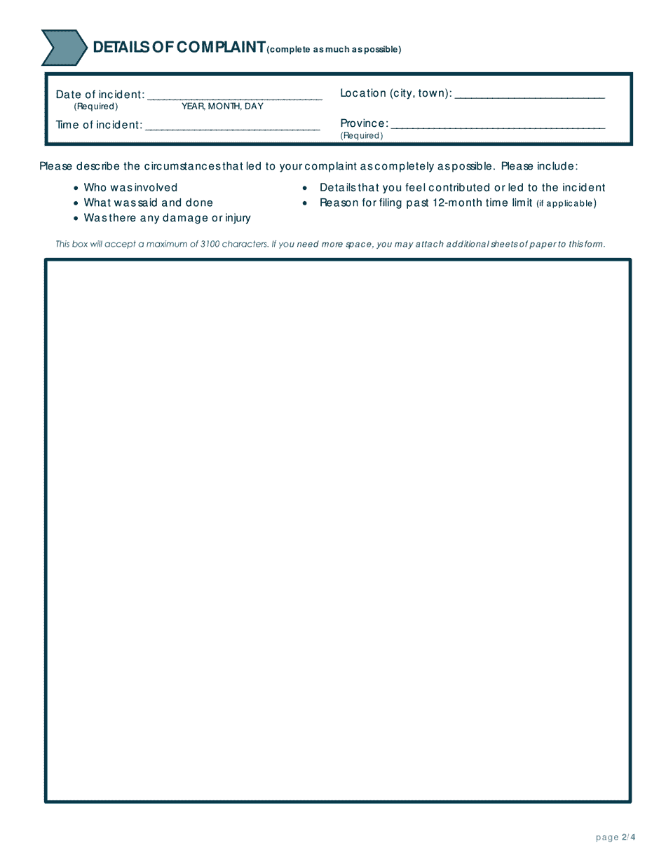 Public Complaint Form - Canada, Page 3