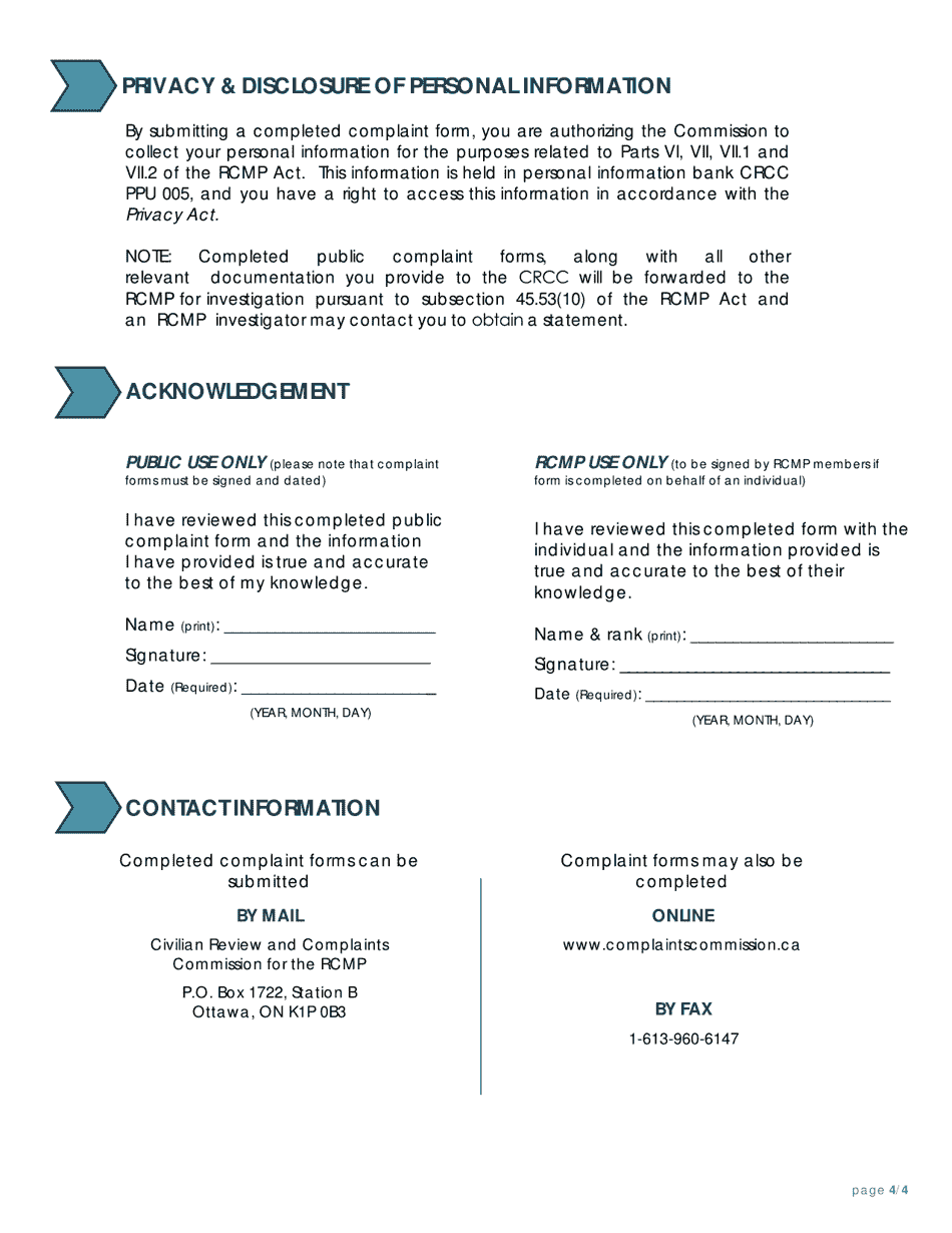 Public Complaint Form - Canada, Page 5