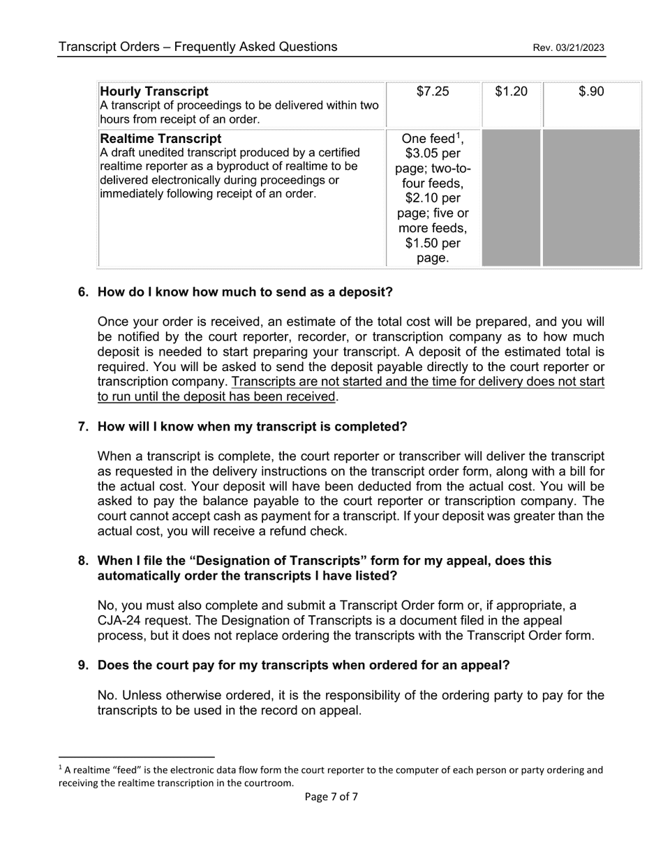 Form AO435 Transcript Order - Nevada, Page 7