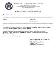 Document preview: Request for Reinstatement Requirements - Alabama