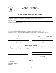 Document preview: Motion for Continuance/Postponement - Howard County, Maryland