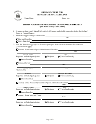Document preview: Motion for Remote Proceeding or to Appear Remotely - Howard County, Maryland