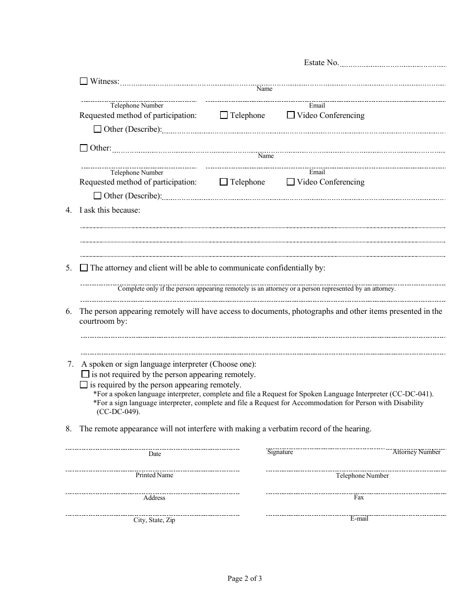 Motion for Remote Proceeding or to Appear Remotely - Howard County, Maryland, Page 2