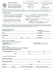 Document preview: Exam Application - Operator Certification Program - Utah