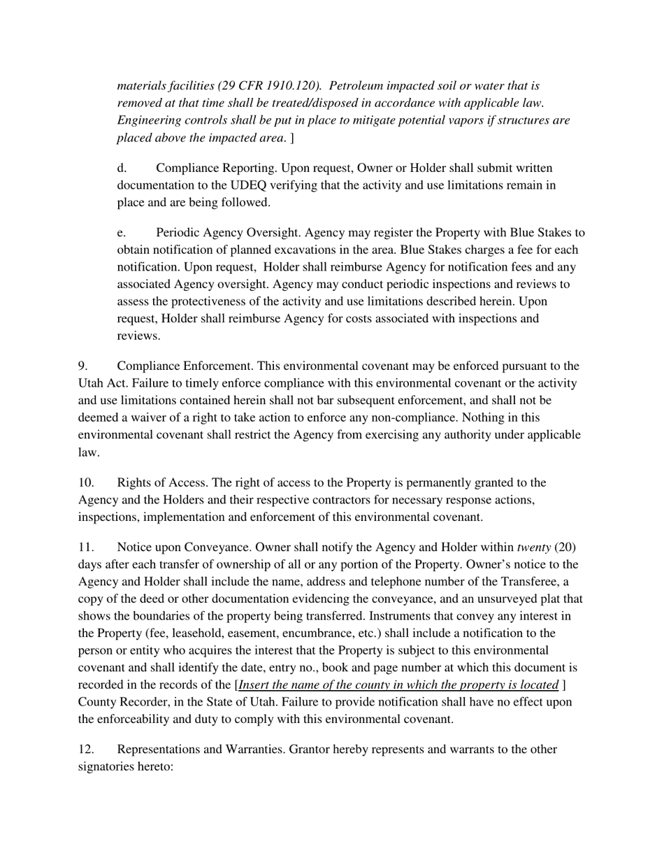 Environmental Covenant - Utah, Page 3