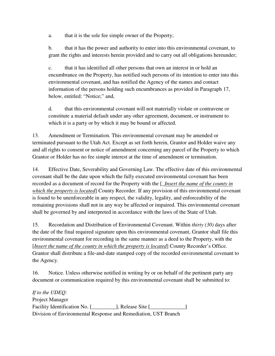 Environmental Covenant - Utah, Page 4