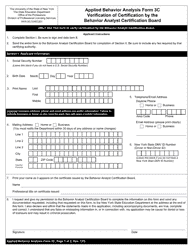 Document preview: Applied Behavior Analysis Form 3C Verification of Certification by the Behavior Analyst Certification Board - New York