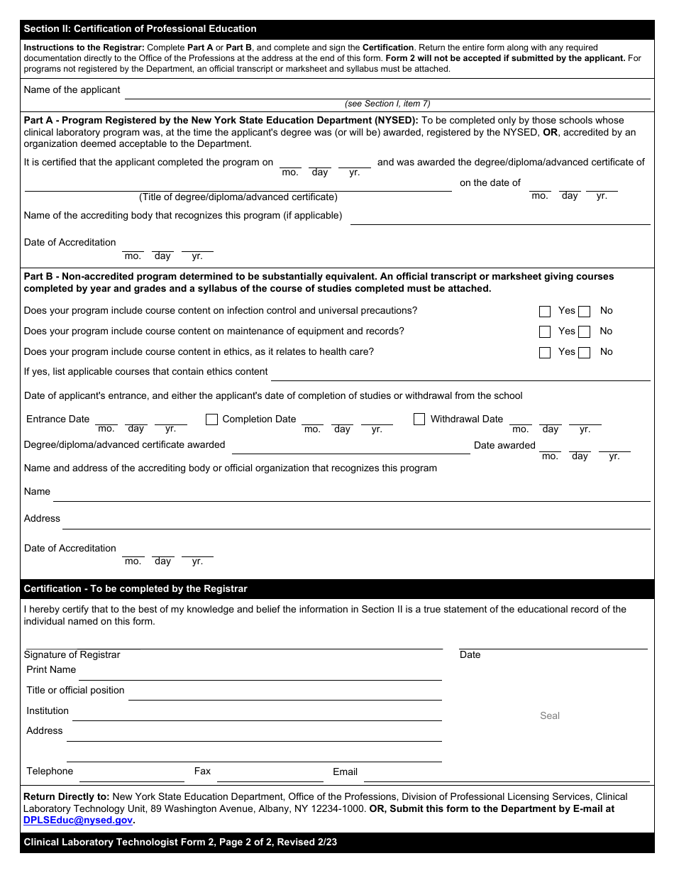 Clinical Laboratory Technologist Form 2 - Fill Out, Sign Online and ...