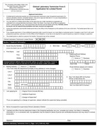 Document preview: Clinical Laboratory Technician Form 5 Application for Limited Permit - New York