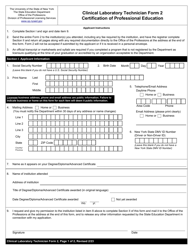 Clinical Laboratory Technician Form 2 Certification of Professional Education - New York, Page 3