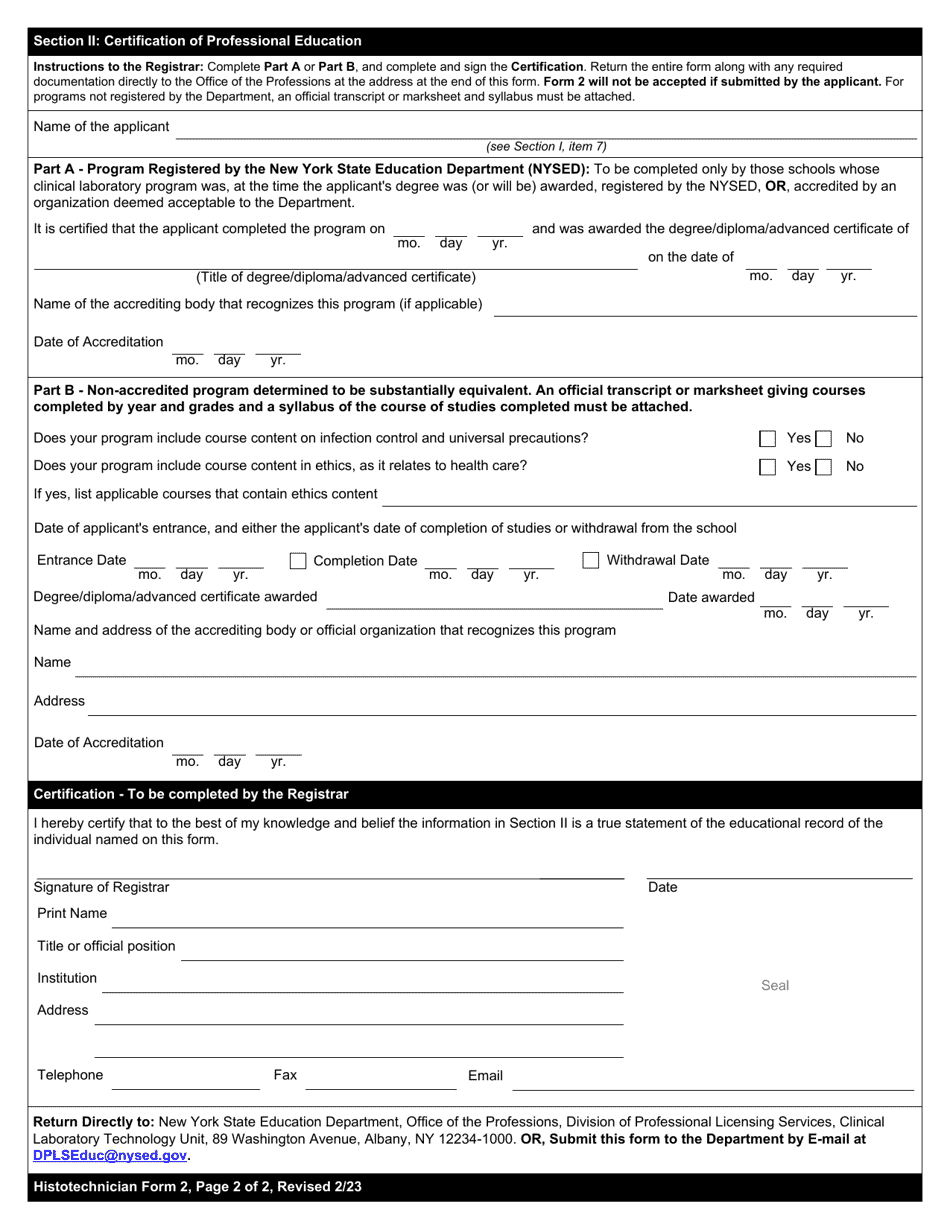 Histotechnician Form 2 - Fill Out, Sign Online and Download Fillable ...