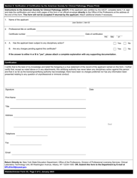 Histotechnician Form 3C Verification of Certification by the American Society for Clinical Pathology - New York, Page 2