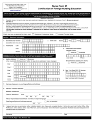 Document preview: Nurse Form 2F Certification of Foreign Nursing Education - New York