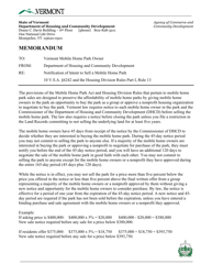 Document preview: Notification of Intent to Sell a Mobile Home Park - Vermont