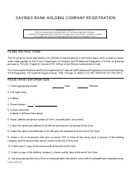 Document preview: Form IL581-0139 Savings Bank Holding Company Registration - Illinois