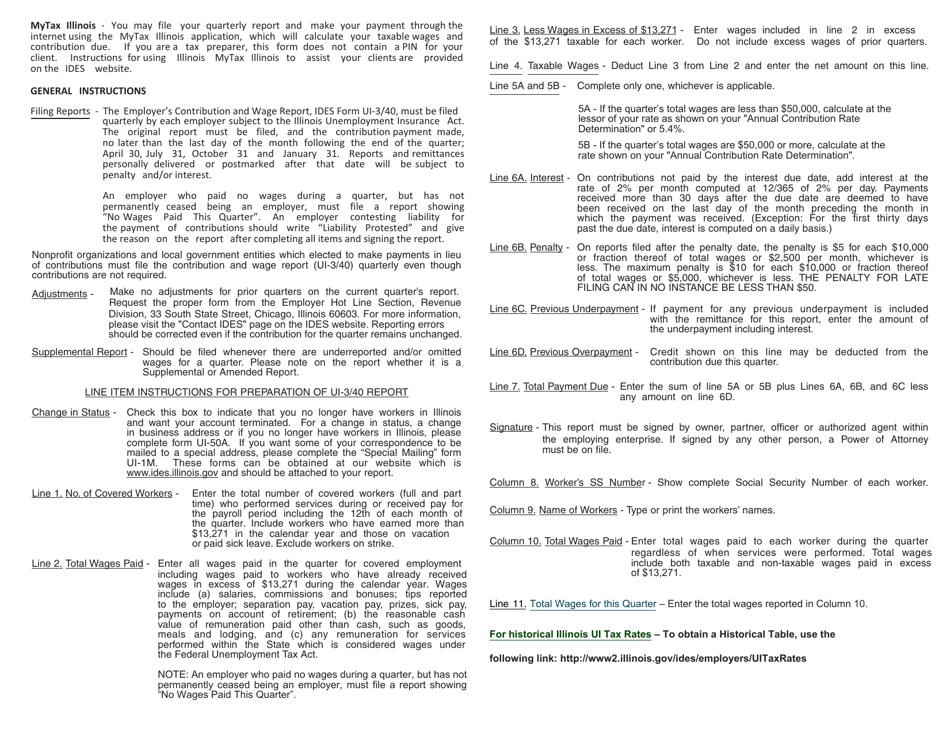 Form UI-3 / 40 Employers Contribution and Wage Report - Illinois, Page 3
