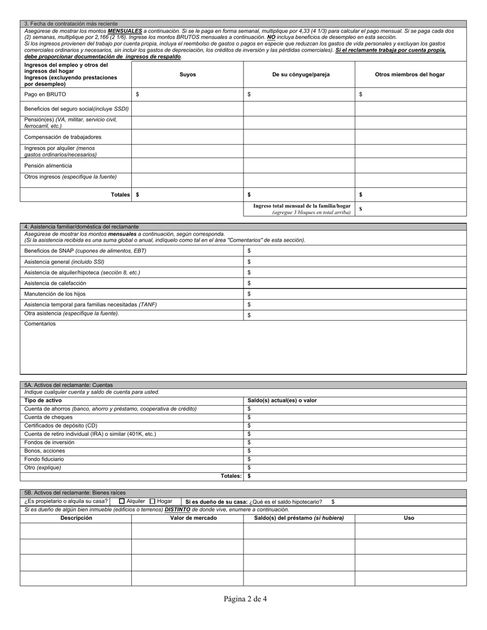 State Formulario 57026 Solicitud De Exencion De Sobrepago - Indiana (Spanish), Page 2