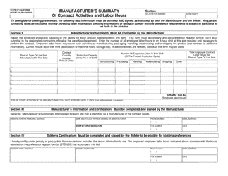 Form DGS/PD525 Manufacturer&#039;s Summary of Contract Activities and Labor Hours - California