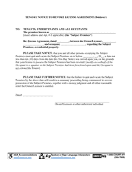 Document preview: Ten-Day Notice to Revoke License Agreement (Holdover) - Suffolk County, New York