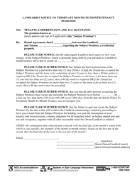 Document preview: Landlord's Notice to Terminate Month-To-Month Tenancy (Residential) - Suffolk County, New York