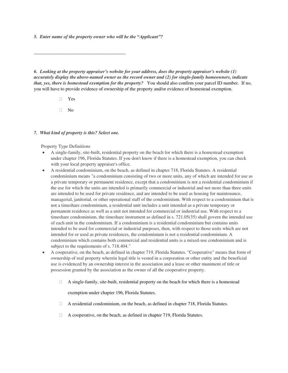 Form 1 (DEP-62ER23-2) Hurricane Restoration Reimbursement Grant Program Application - Florida, Page 3