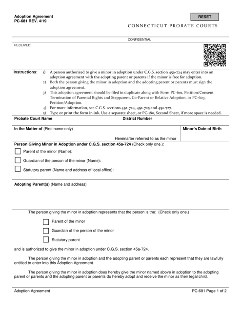 Form PC-681 Adoption Agreement - Connecticut