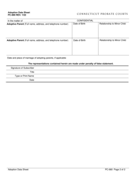 Form PC-680 Adoption Data Sheet - Connecticut, Page 2
